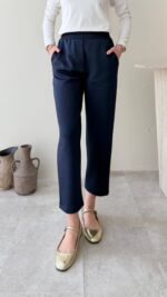 Düz Kesim Scuba Pantalon - Lacivert - Görsel 2