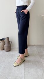 Düz Kesim Scuba Pantalon - Lacivert - Görsel 3