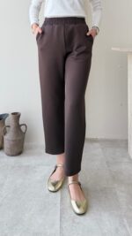Düz Kesim Scuba Pantalon - Kahverengi