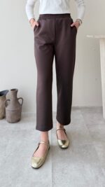 Düz Kesim Scuba Pantalon - Kahverengi - Görsel 2