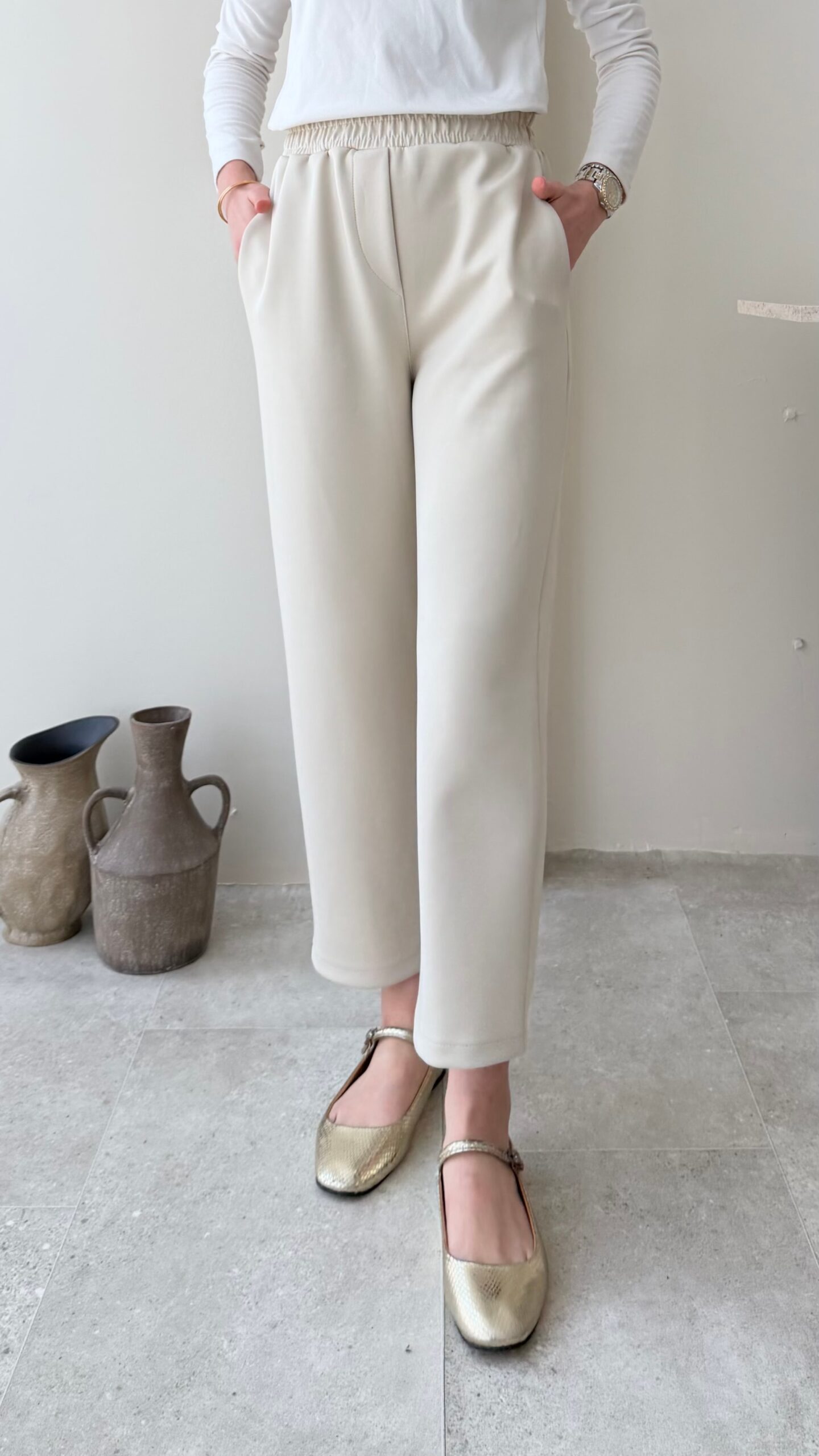 image_1950-2268.jpg Düz Kesim Scuba Pantalon - Taş - Görsel 1