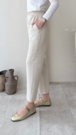 Düz Kesim Scuba Pantalon - Taş - Görsel 3