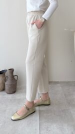 Düz Kesim Scuba Pantalon - Taş - Görsel 3