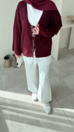 Mirla Triko Hırka - Bordo - Görsel 4