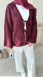 Mirla Triko Hırka - Bordo - Görsel 5