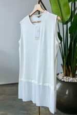 Piliseli Penye İçlik - Beyaz - Görsel 4