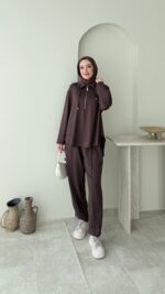 Gisa Fermuarlı Oyşo Takım - Kahverengi