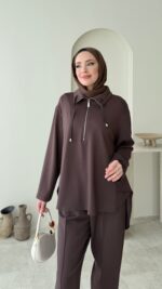 Gisa Fermuarlı Oyşo Takım - Kahverengi - Görsel 4