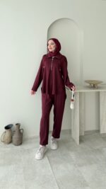 Gisa Fermuarlı Oyşo Takım - Bordo - Görsel 4