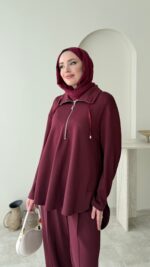 Gisa Fermuarlı Oyşo Takım - Bordo - Görsel 6