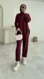 Gisa Fermuarlı Oyşo Takım - Bordo - Görsel 8