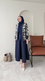 Quan Nakış Ceket - Lacivert - Görsel 4