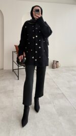 Merli Angora Hırka - Siyah - Görsel 8