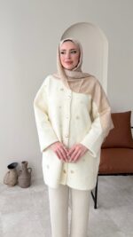 Merli Angora Hırka - Krem - Görsel 3