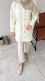 Merli Angora Hırka - Krem - Görsel 4