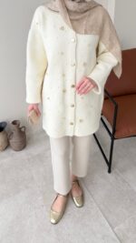 Merli Angora Hırka - Krem - Görsel 6