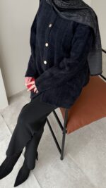 Mire Angora Hırka - Siyah - Görsel 5