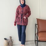 Etnik Düğmeli Ceket - Bordo