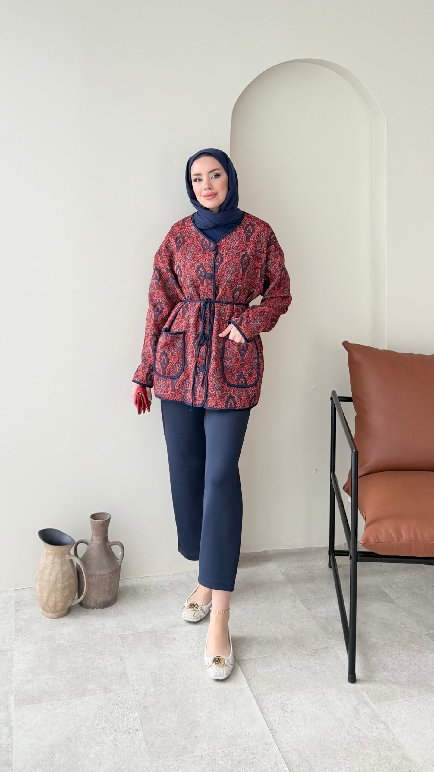 image_1950-2455.jpg Etnik Düğmeli Ceket - Bordo - Görsel 1