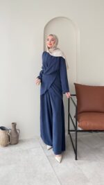 Derne İpek Qupra Takım - Lacivert - Görsel 2