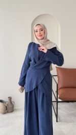 Derne İpek Qupra Takım - Lacivert - Görsel 3