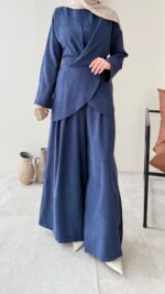 Derne İpek Qupra Takım - Lacivert - Görsel 4