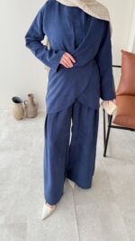 Derne İpek Qupra Takım - Lacivert - Görsel 6