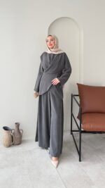 Derne İpek Qupra Takım - Antrasit - Görsel 2