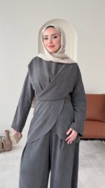 Derne İpek Qupra Takım - Antrasit - Görsel 5