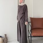 Derne İpek Qupra Takım - Kahverengi