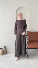 Derne İpek Qupra Takım - Kahverengi - Görsel 2