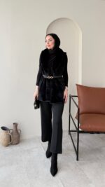 Mira Kürk Yelek - Siyah - Görsel 2