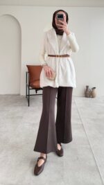 Mira Kürk Yelek - Taş - Görsel 7