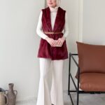 Mira Kürk Yelek - Bordo