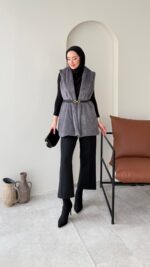 Mira Kürk Yelek - Antrasit - Görsel 2