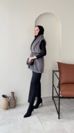 Mira Kürk Yelek - Antrasit - Görsel 3