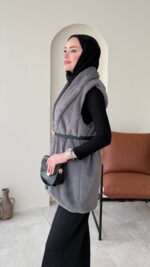 Mira Kürk Yelek - Antrasit - Görsel 4