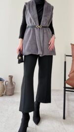 Mira Kürk Yelek - Antrasit - Görsel 7