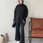 Efin Kesimli Sweat - Siyah