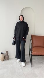 Efin Kesimli Sweat - Siyah