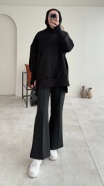 Efin Kesimli Sweat - Siyah - Görsel 8