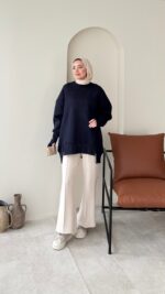 Efin Kesimli Sweat - Lacivert - Görsel 3