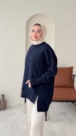 Efin Kesimli Sweat - Lacivert - Görsel 4