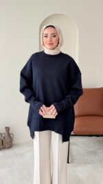 Efin Kesimli Sweat - Lacivert - Görsel 5