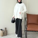 Efin Kesimli Sweat - Beyaz