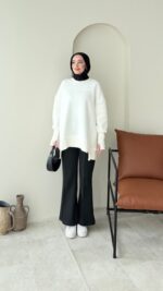 Efin Kesimli Sweat - Beyaz - Görsel 2