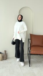 Efin Kesimli Sweat - Beyaz - Görsel 3