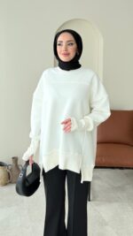 Efin Kesimli Sweat - Beyaz - Görsel 6