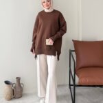 Efin Kesimli Sweat - Kahverengi