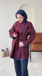 Etro Kuşaklı Kimono - Bordo - Görsel 5